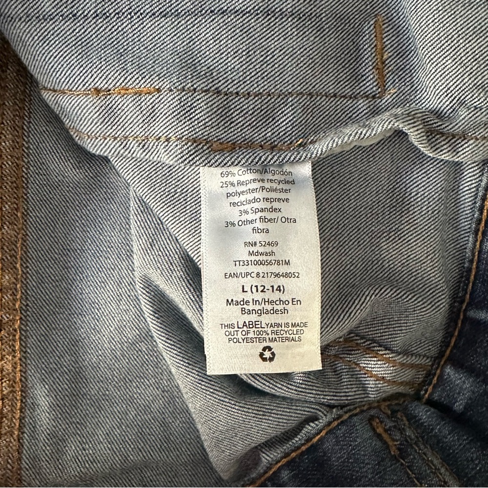 Time and True Classic Blue Denim Jean Jacket Size Large 12-14 100% Cotton - Picture 6 of 11